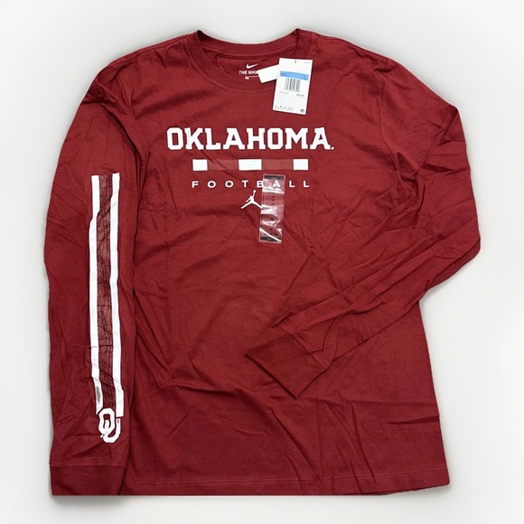 Oklahoma Sooners Jordan Brand T-Shirt Mens Medium Long Sleeve Crimson - Picture 1 of 7